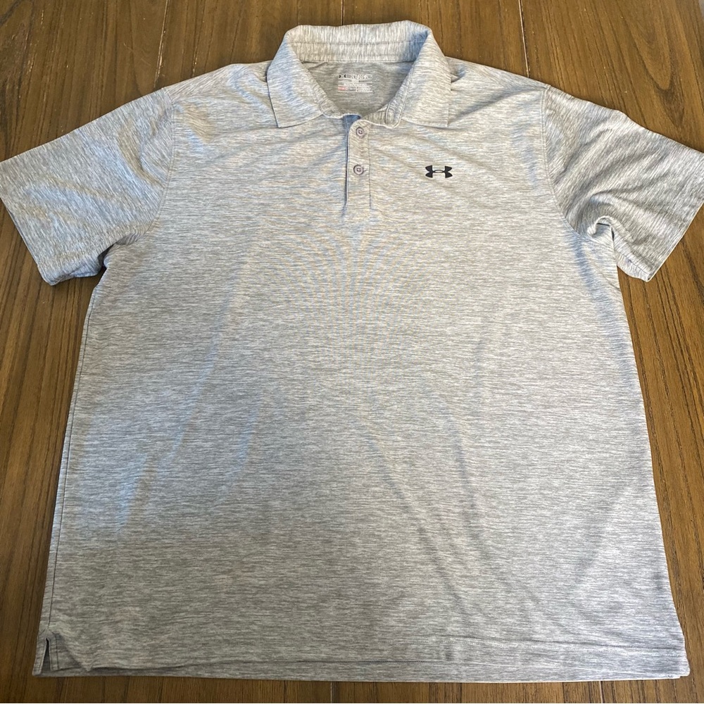 Under Armour Heather Gray Short Sleeve Polo
